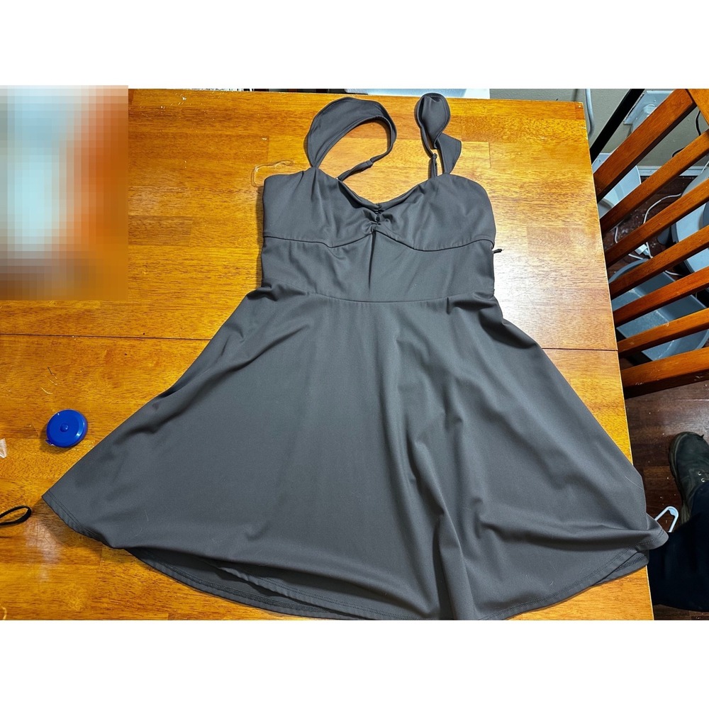 Wild Fable BROWN Fit and Flare Mini Dress Lace Up Back Sweetheart Neck M